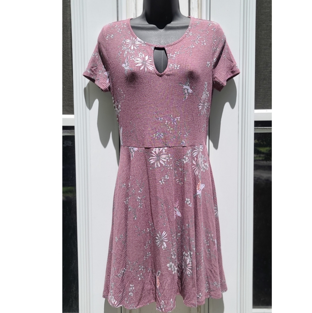 Lovefire Plum Floral Swing Dress